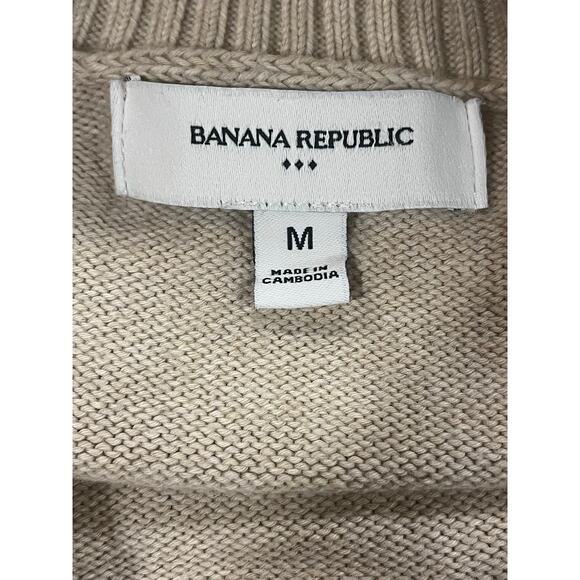 Banana Republic Sweater Men’s Size Medium Pullover Crewneck Cream - Picture 7 of 12